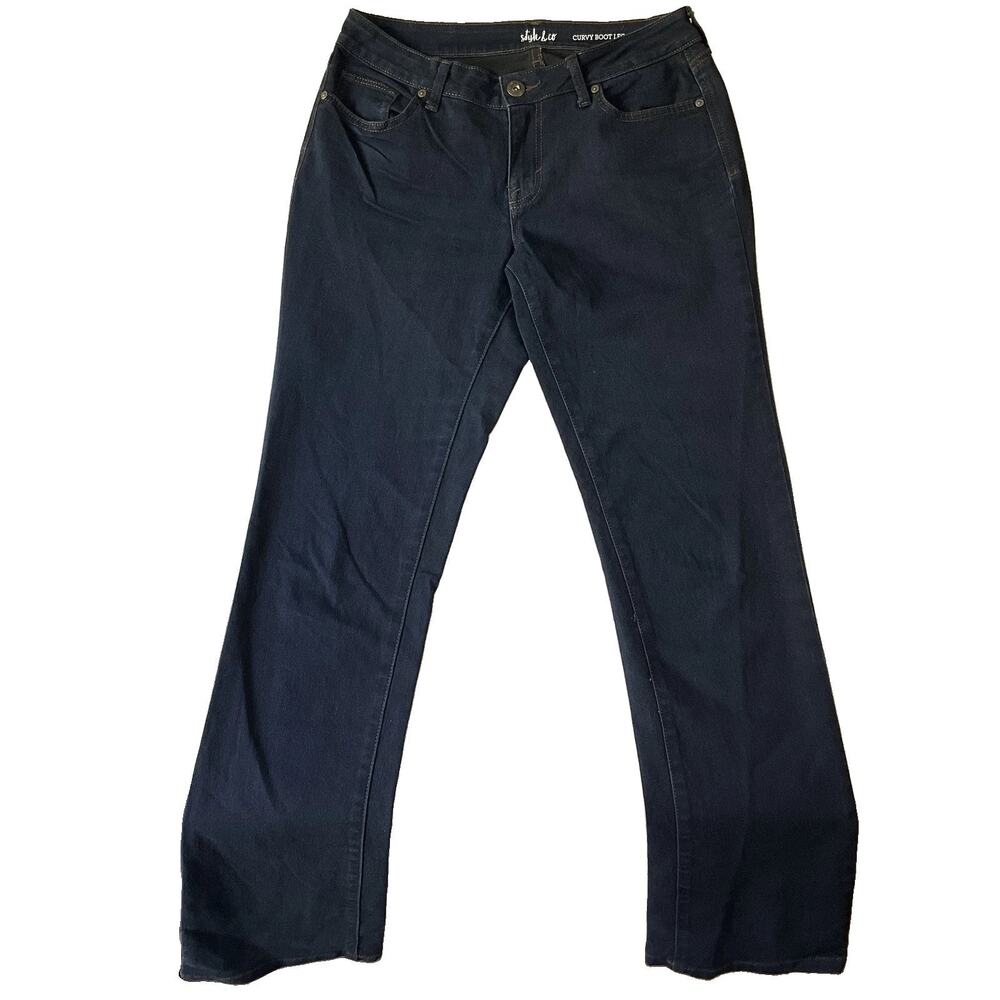 Style & Co Women Jeans 6L Dark Blue Denim Curvy Boot Leg Bootcut 34" Inseam &29”